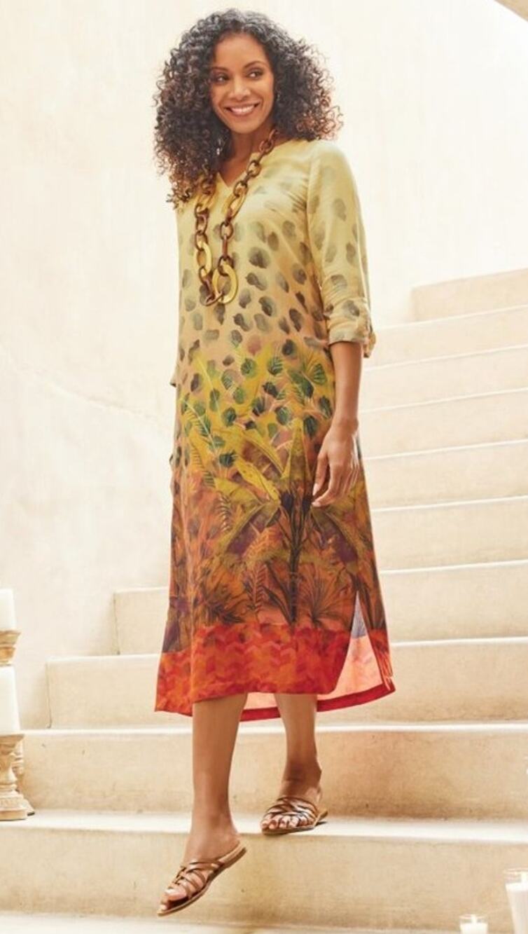 Soft Surroundings Tivoli Midi Dress Jungle Print